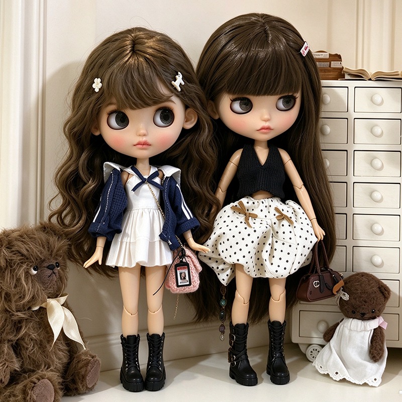 Baby Clothing Usa - Blythe-Puppen-Outfit, Kleidung, Kleid mit Matrosenkragen, Jacke,