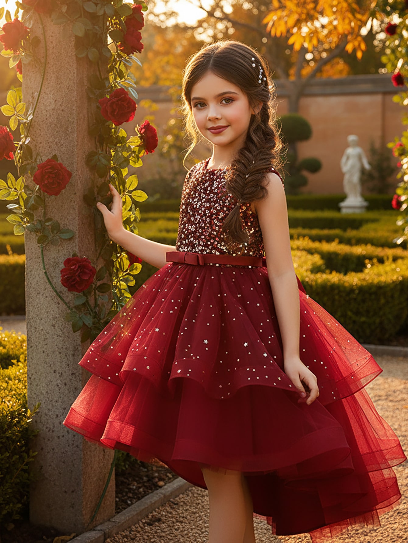 Baby Clothing Dresser - Baby Mädchen Prinzessin Blumen Pailletten Kleid