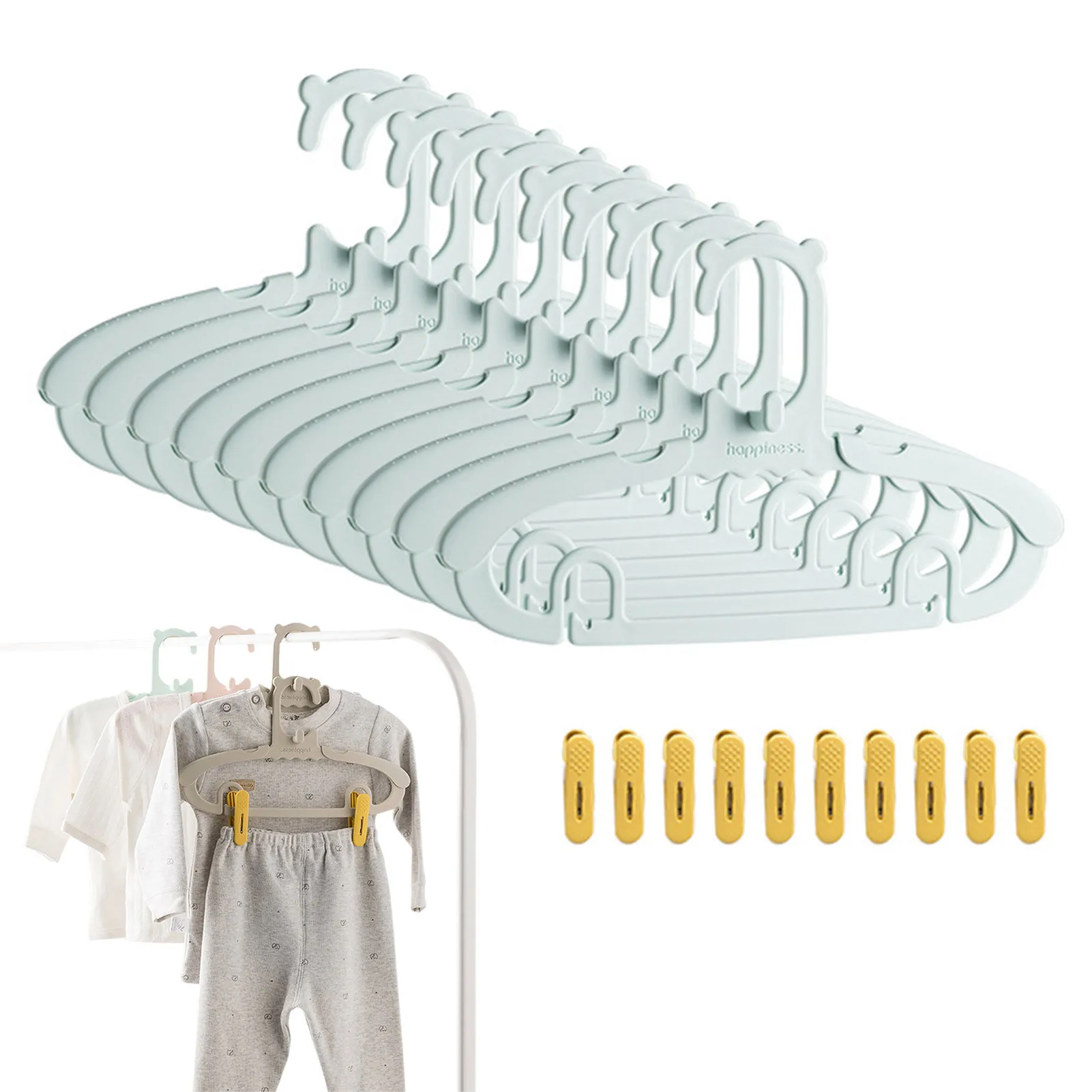Baby Clothing Hanging Rack - Verstellbare Kinderkleiderbügel, tragbare Kleiderständer, Kunststoff-Kinderkleiderbügel, Baby-Kleider-Organizer,