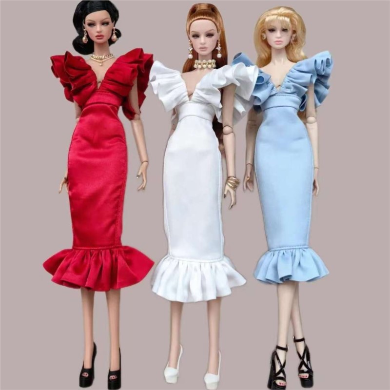 Baby Clothing High End - Supermodel-Puppe, hochwertiges Kleid mit tiefem V-Ausschnitt,