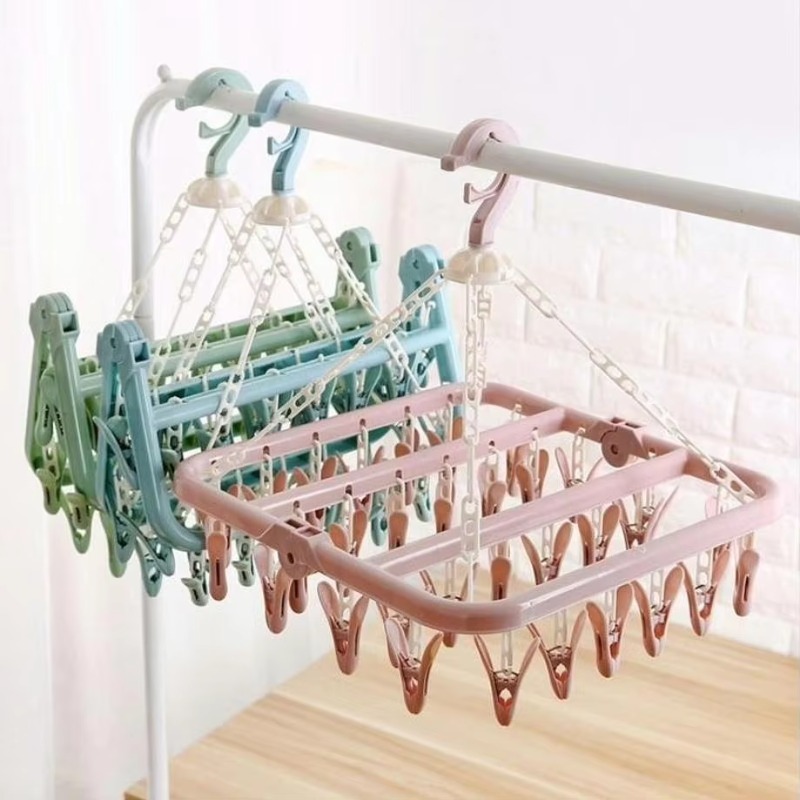 1 Stück 32-Clip-Klapp-Kleiderb – Baby Clothing Hanging Rack Bewertung und Preis